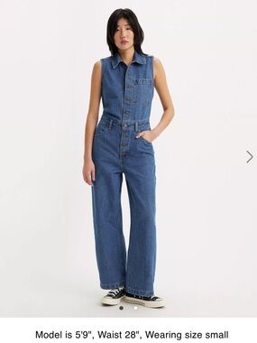 Levi's LIGHT Blue Sleeveless Denim Jumpsuit Wide-Leg